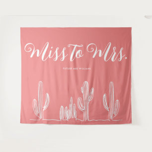 Miss to Mrs Modern Boho Cactus Red Bachelorette Tapestry