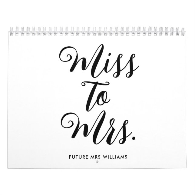 Miss to Mrs Modern Bridal Shower Bachelorette Calendar (Cover)