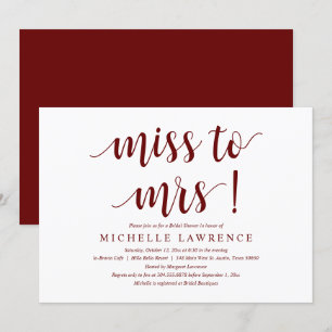 Miss to Mrs, Modern Bridal Shower Invitation