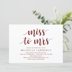 Miss to Mrs, Modern Bridal Shower Invitation