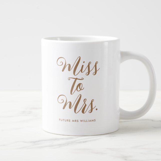 Miss to Mrs Modern Bridal Shower  Large Coffee Mug (Right)