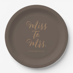 Miss to Mrs Modern Bridal Shower  Paper Plate