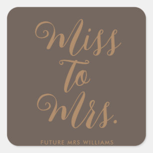Miss to Mrs Modern Simple Bachelorette Square Sticker