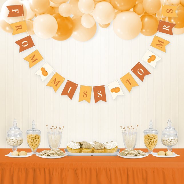 Miss to Mrs Orange Fall Pumpkins Bridal Shower Bunting (Creator Uploaded)