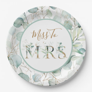 Miss To Mrs Paper Plates Eucalyptus Bridal Shower