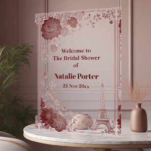 Miss to Mrs Paris Bridal Shower Eiffel Tower Chic Acrylic Sign