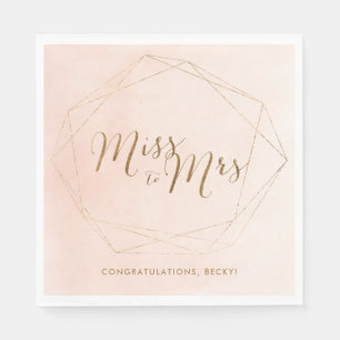 Miss to Mrs Pink Gold Bridal Shower Party Napkins