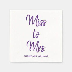 Miss to Mrs Purple Bridal Shower Bachelorette Hen Napkin
