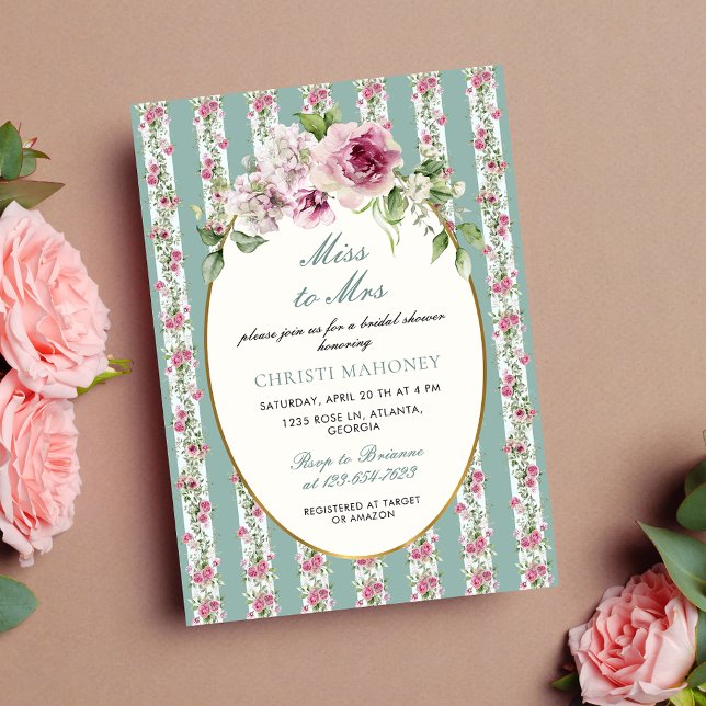 Miss to Mrs Romantic Garden Party Bridal Shower Invitation (Creator Uploaded)