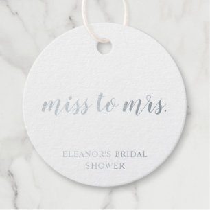 Miss To Mrs Simple Silver Foil Bridal Shower Favour Tags