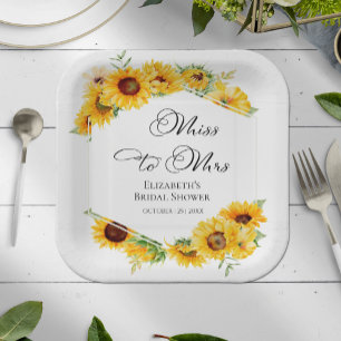 Miss To Mrs   Sunflower Fall Bridal Shower Paper Plate