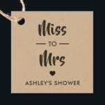 Miss to Mrs Tag, Bridal Shower Gift Tag, Kraft Favour Tags<br><div class="desc">These are the perfect little gift tags. You can customise front and back text,  as well as change the colours.</div>