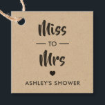 Miss to Mrs Tag, Bridal Shower Gift Tag, Kraft Favour Tags<br><div class="desc">These are the perfect little gift tags. You can customise front and back text,  as well as change the colours.</div>