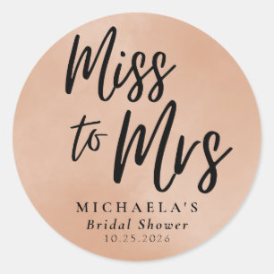 Miss to Mrs Terracotta Calligraphy Bridal Shower Classic Round Sticker