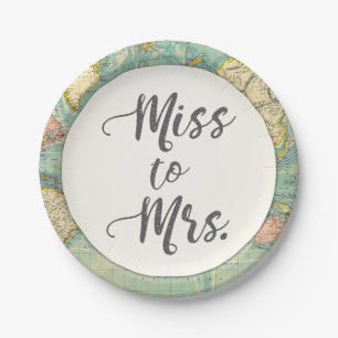 Miss to Mrs Travel Bridal Shower Paper Plates