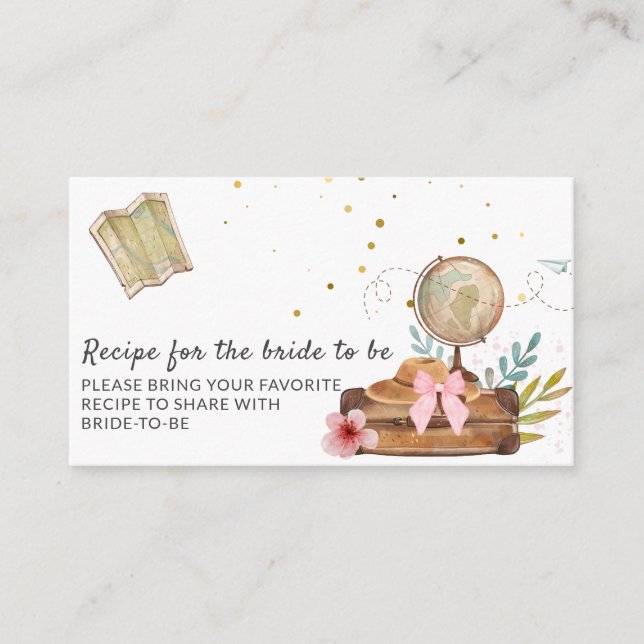 Miss to mrs travel Bridal Shower Share A Recipe  Enclosure Card (Front)