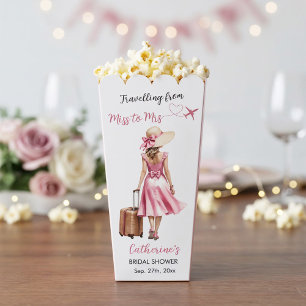 Miss To Mrs Travel Pink Bow Dress Bridal Shower Favour Box