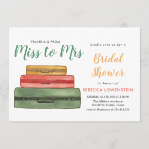 Miss To Mrs Travel Theme Bridal Shower   Suitcase Invitation