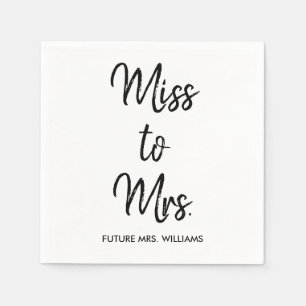 Miss to Mrs White Bridal Shower Bachelorette Hen Napkin