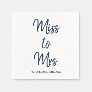 Miss to Mrs White Bridal Shower Bachelorette Hen Napkin