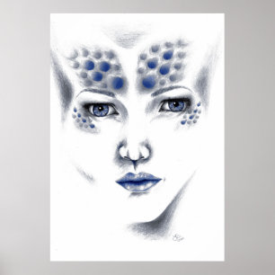Miss Universe Alluring Alien Lady Original Art Poster