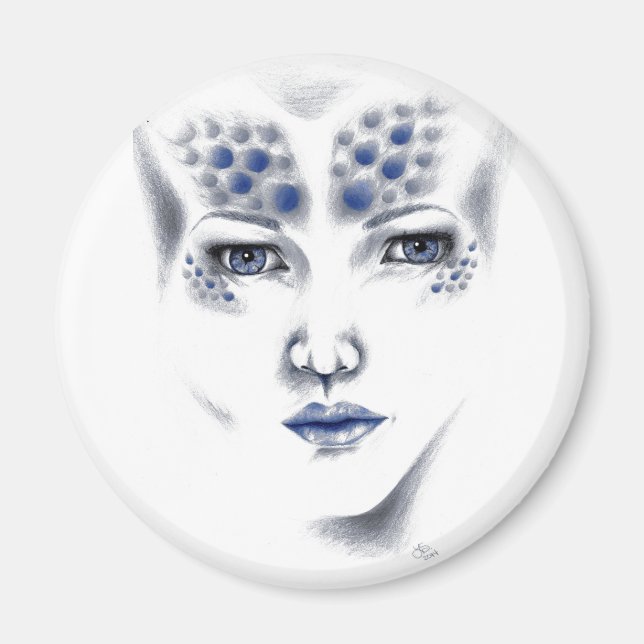 Miss Universe Gorgeous Alien Woman Original Art Magnet (Front)