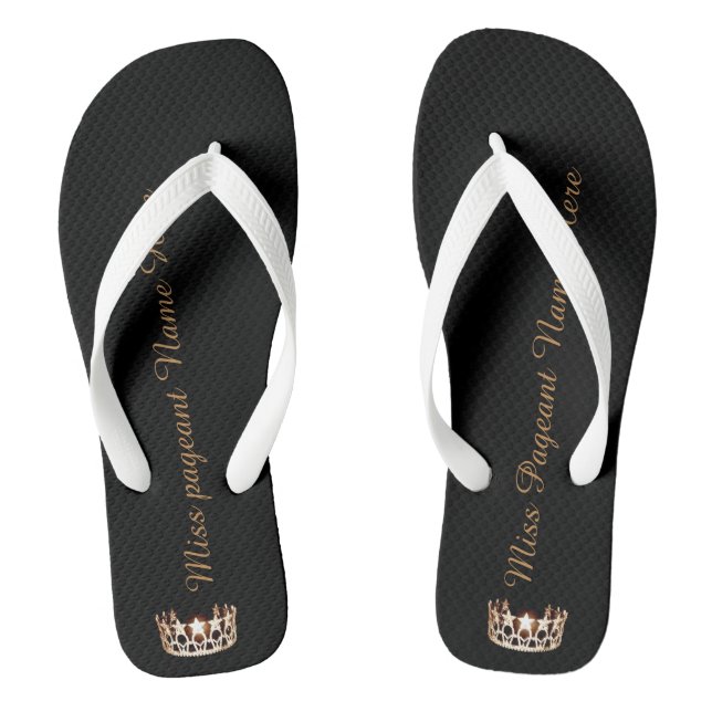 Miss USA Adult Custom Crown White Flip Flops (Footbed)