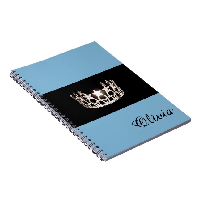Miss USA Baby Blue Crown Notebook- Custom Name Notebook (Right Side)