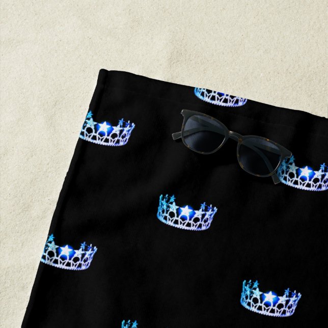 Miss USA Blue Crown Beach Towel (In Situ)