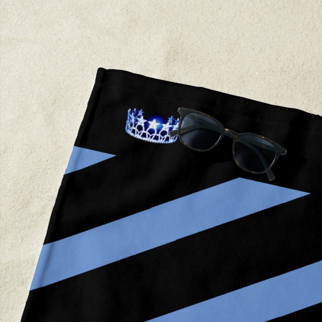 Miss USA Blue Stripe Crown Beach Towel (In Situ)