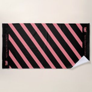 Miss USA Coral Stripe Crown Beach Towel