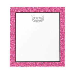 Miss USA Crown Pink Glitter Notepad