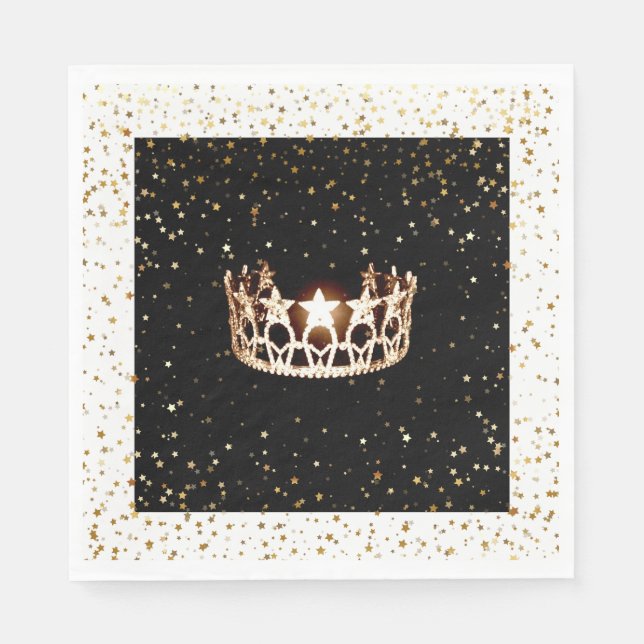 Miss USA Gold Crown Gold Stars Paper Napkin (Front)
