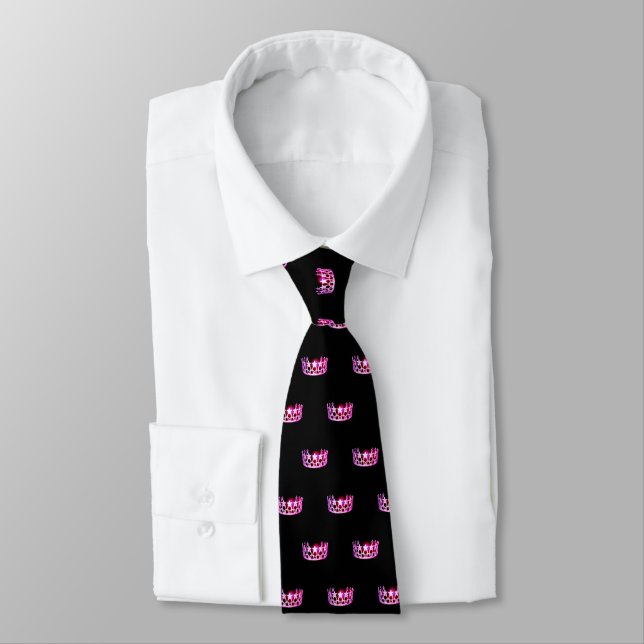 Miss USA Pink Crown Men's Tie (Tied)