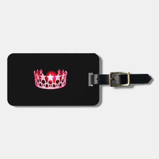 Miss USA Red Cherry Crown Luggage Tag (Front Horizontal)