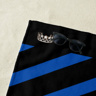 Miss USA Royal Blue Stripe Crown Beach Towel