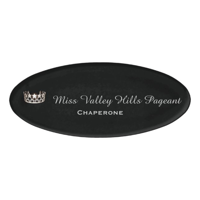 Miss USA Silver Crown Oval Name Tag (Front)