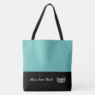 Miss USA Silver Crown Tote Bag-Large Aqua Bag