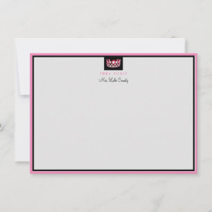 Miss USA Star Pink Crown Custom Flat Note Card