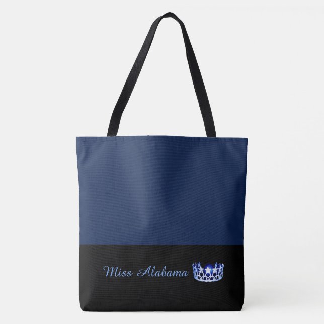 Miss USA State Royal Blue Crown Tote Bag- Navy (Front)
