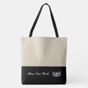 Miss USA State Silver Crown Tote Bag-Large Beige Bag