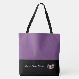Miss USA State Silver Crown Tote Bag-Large Purple Bag