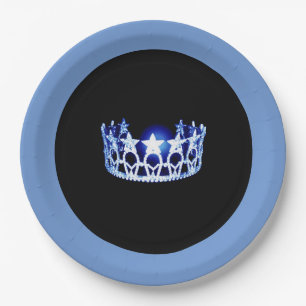 Miss USA style Blue Crown 9" Paper Plates