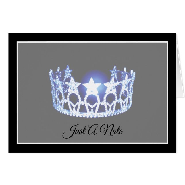 Miss USA style Blue Crown Note Card (Front Horizontal)