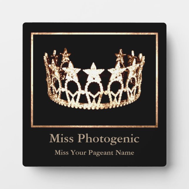 Miss USA style Gold Crown Custom Awards Plaque (Front)