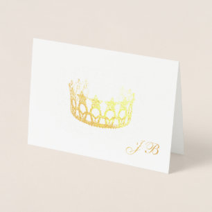 Miss USA Style Gold Foil Crown & Monogram Card