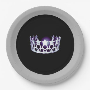 Miss USA style Silver Crown 9" Paper Plates