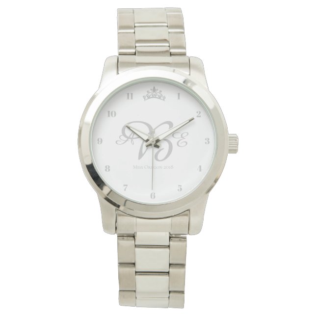 Miss USA style Silver Crown Watch (Front)