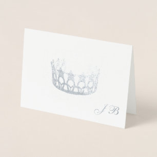 Miss USA Style Silver Foil Crown & Monogram Card