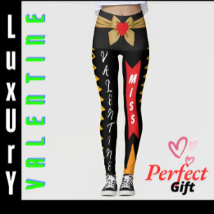 Miss Valentine Gift with Heart and Bow   Lovers  Leggings